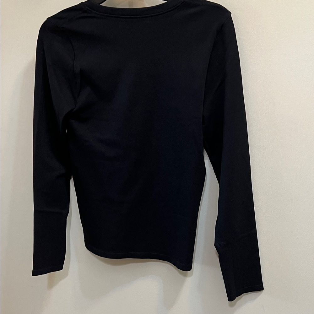 OQQ Women's Black Long-Sleeve Crewneck Fitted Tee tight thick size Large Ihave 2 - Picture 2 of 5